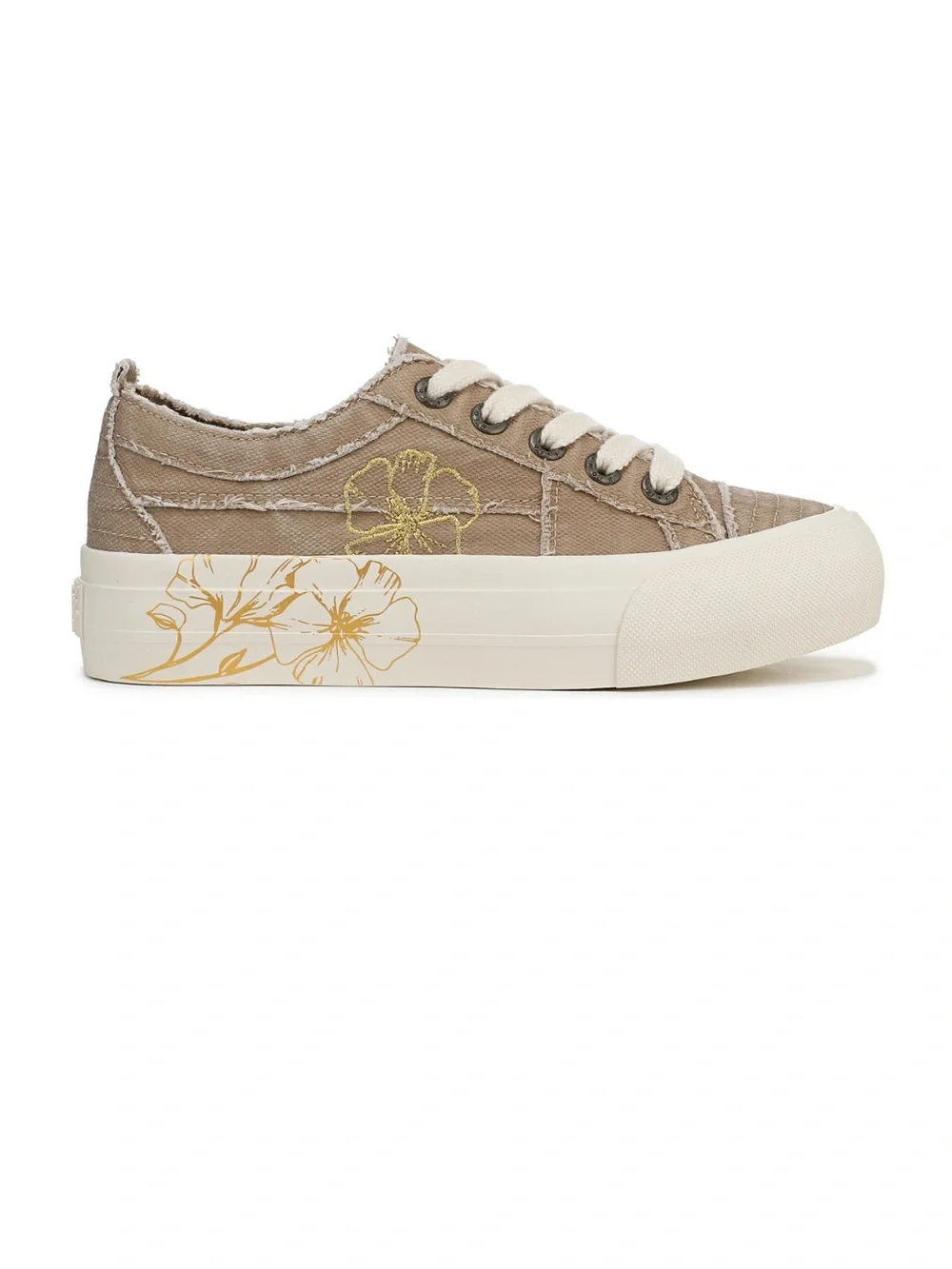 NWT🌀 Blowfish Casual Taupe Canvas Platform Sneaker with Floral Accent